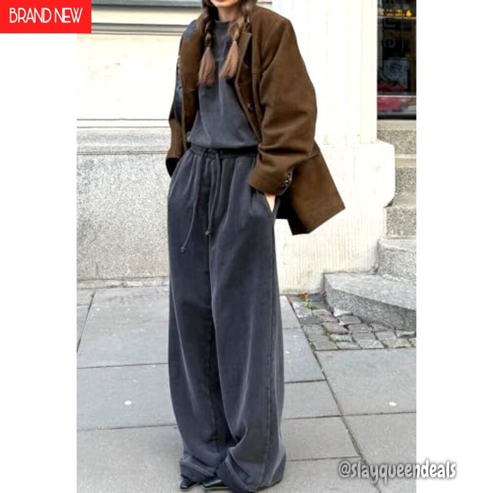 Oversized Faux Suede Jacket Notched Lapel Button Down Long Sleeve Pockets - Picture 7 of 7